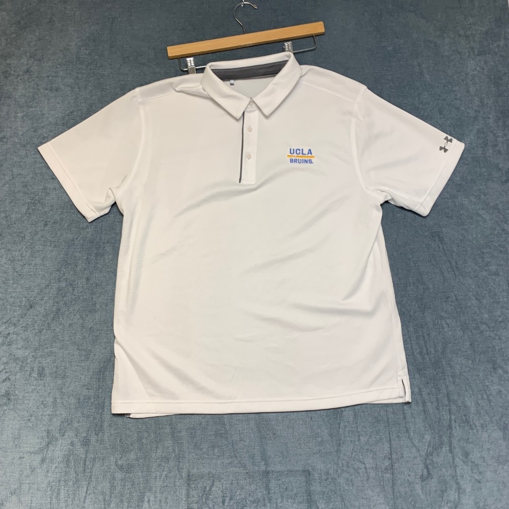 Under Armour Heatgear UCLA Bruins Polo Shirt Mens XL White Basketball Loose Fit - Picture 2 of 16